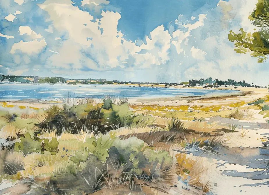 Douceur Littorale : Papier Peint Panoramique en Aquarelle - Illulart: Papier peint panoramique