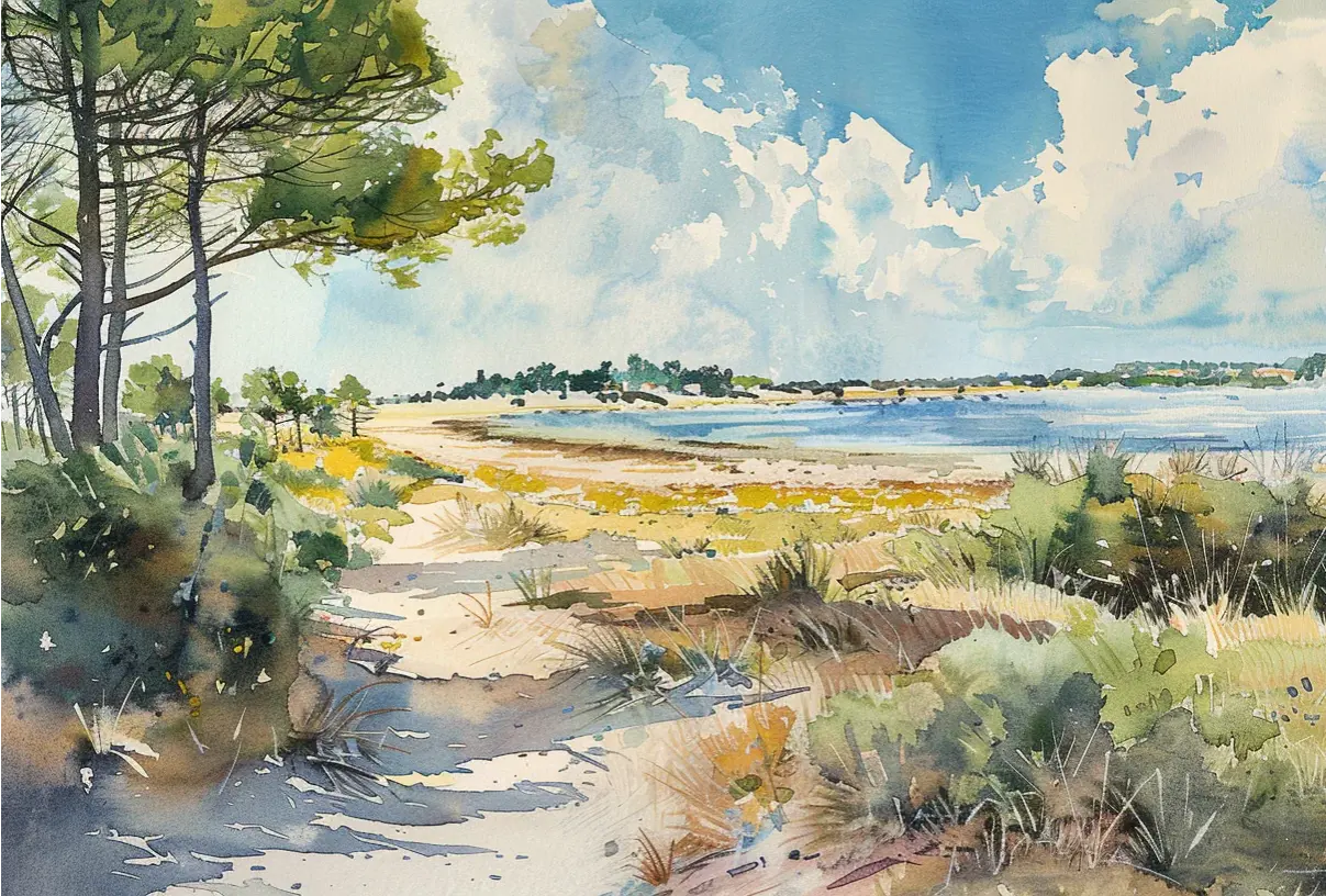 Douceur Littorale : Papier Peint Panoramique en Aquarelle