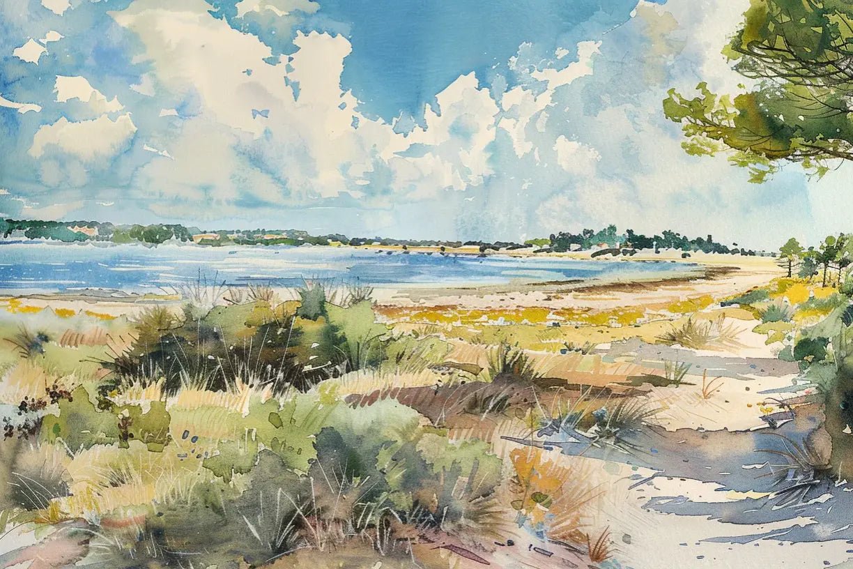 Douceur Littorale : Papier Peint Panoramique en Aquarelle - Illulart: Papier peint panoramique