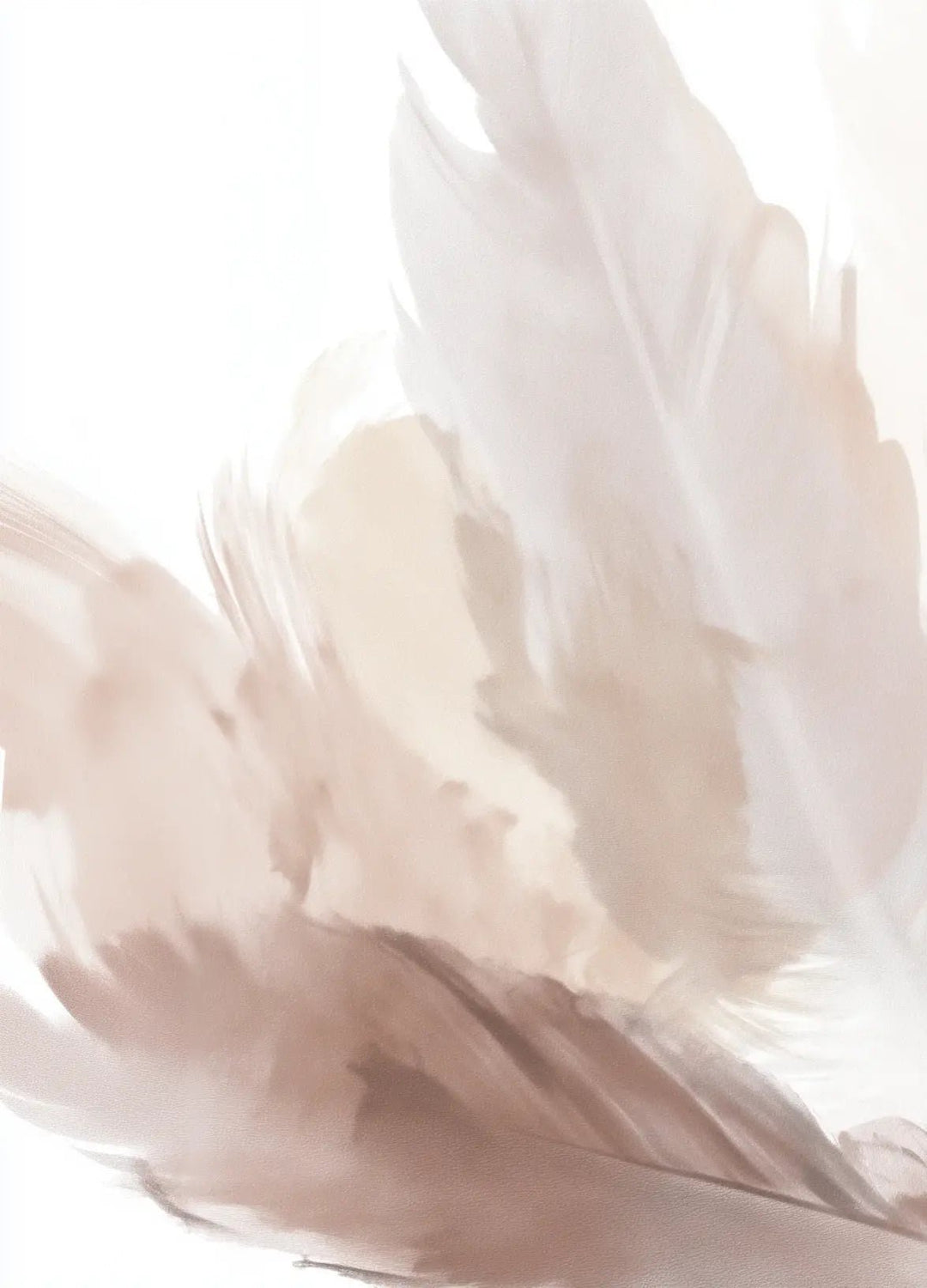 Douceur suspendue - Papier peint panoramique plumes pastel en nuances beiges - Illulart: Papier peint panoramique
