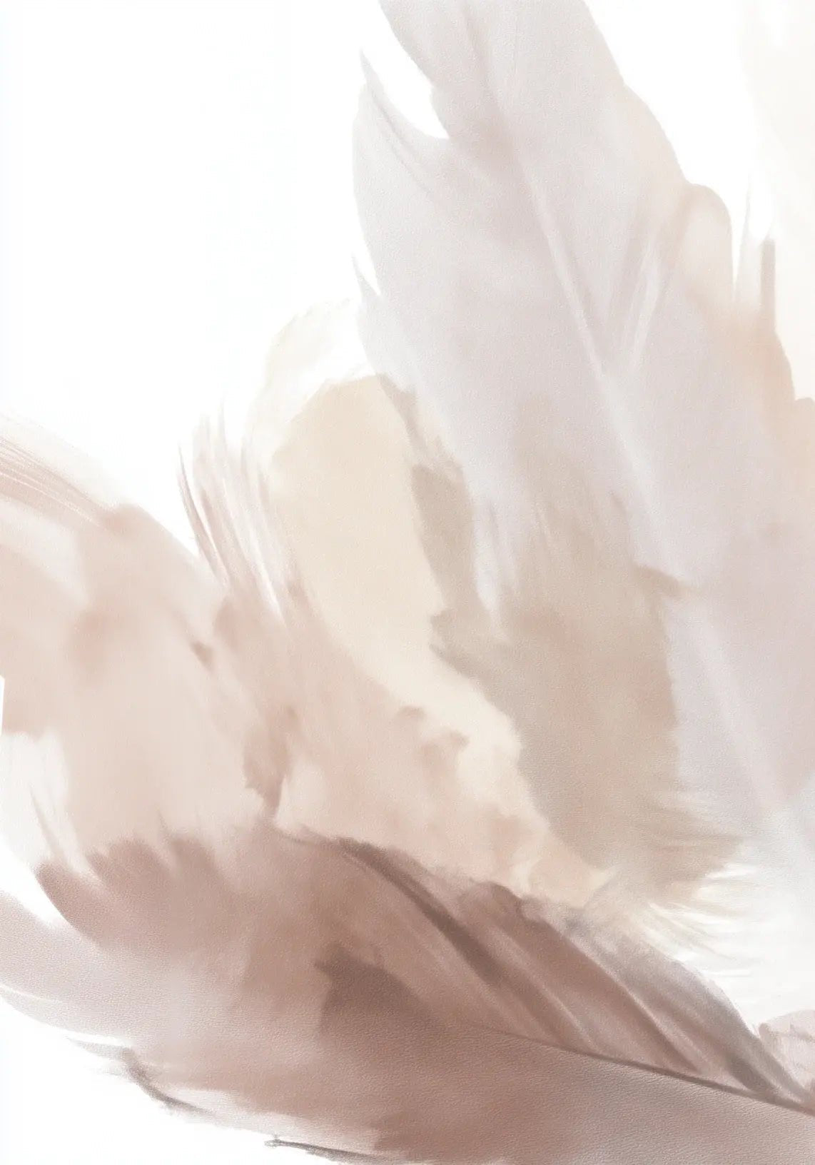 Douceur suspendue - Papier peint panoramique plumes pastel en nuances beiges - Illulart: Papier peint panoramique