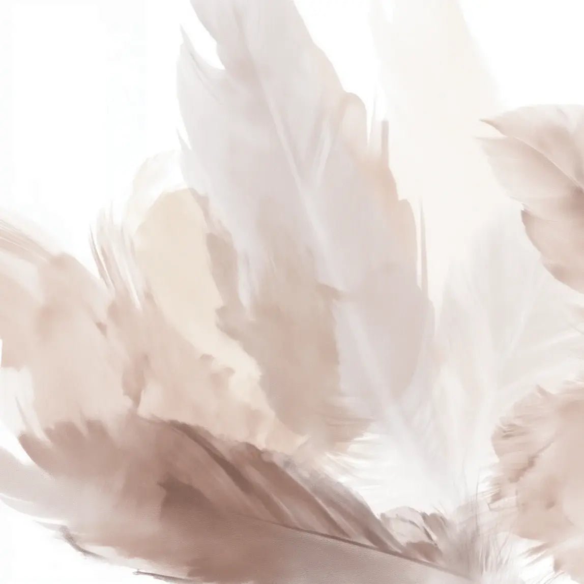 Douceur suspendue - Papier peint panoramique plumes pastel en nuances beiges - Illulart: Papier peint panoramique
