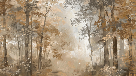 Softness of Autumn: Forest and Morning Mist Wallpaper