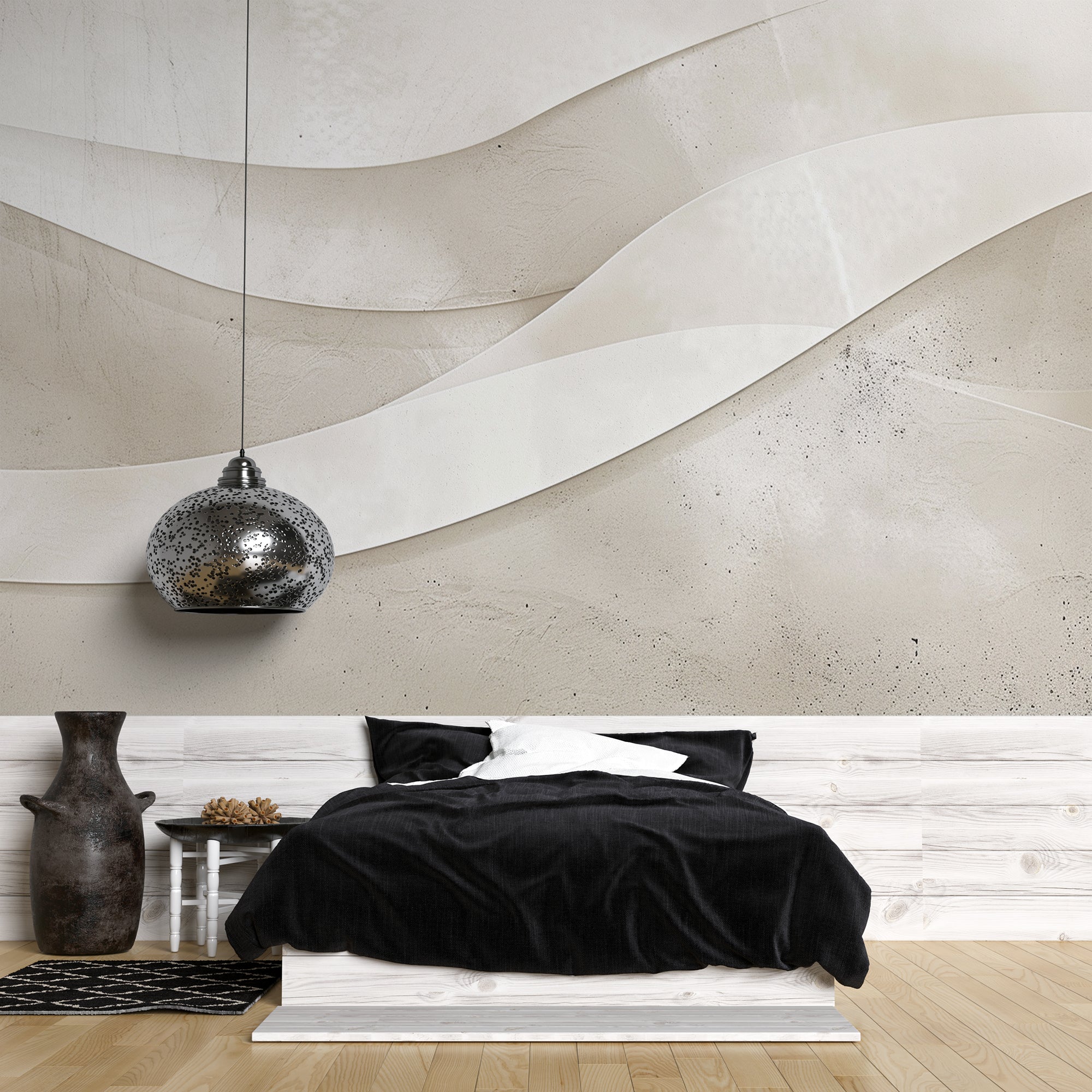 Papier peint douceur désertique vagues effet de texture dans une chambre