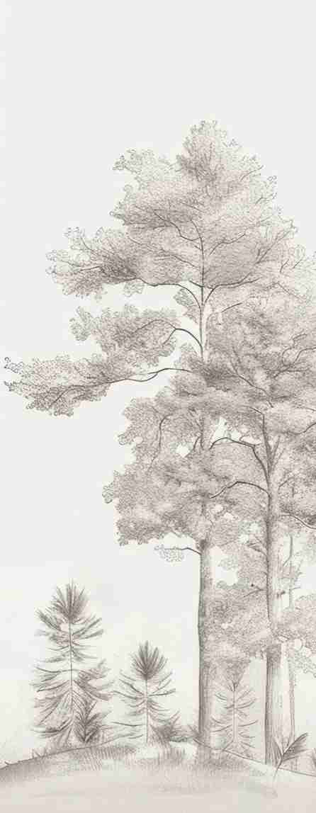 Douceurs des bois - Papier Peint Panoramique Arbres en Beige et Gris - Illulart: Papier peint panoramique