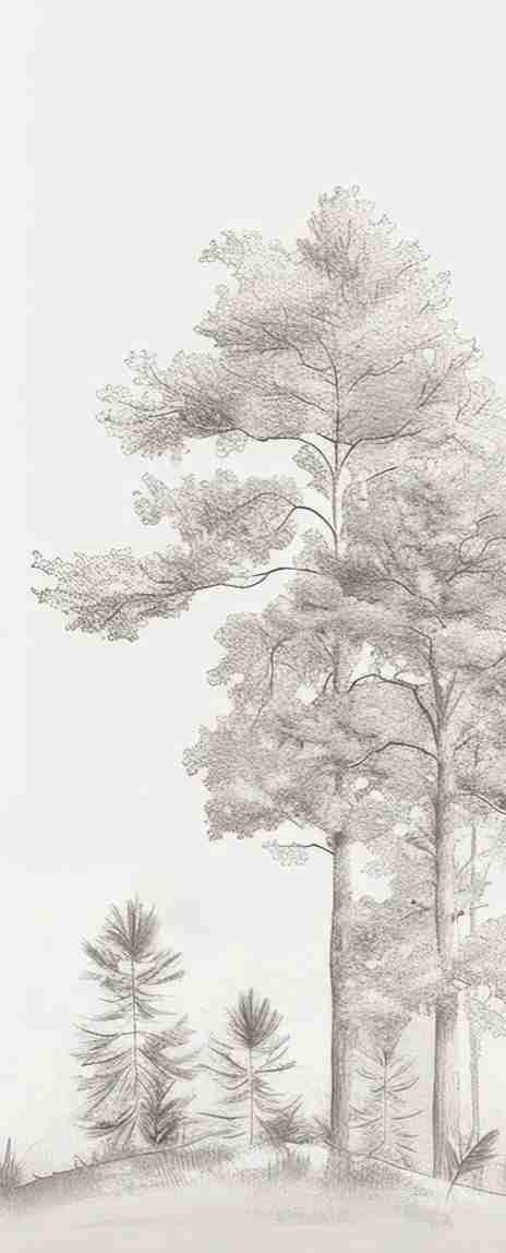 Douceurs des bois - Papier Peint Panoramique Arbres en Beige et Gris - Illulart: Papier peint panoramique