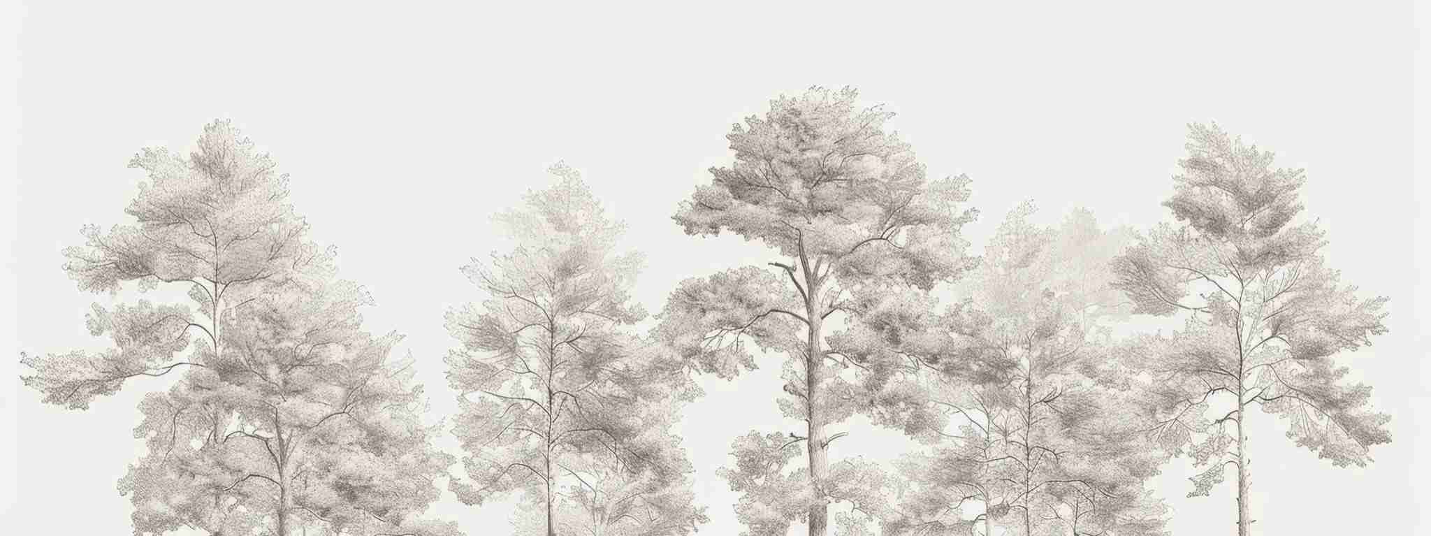 Douceurs des bois - Papier Peint Panoramique Arbres en Beige et Gris