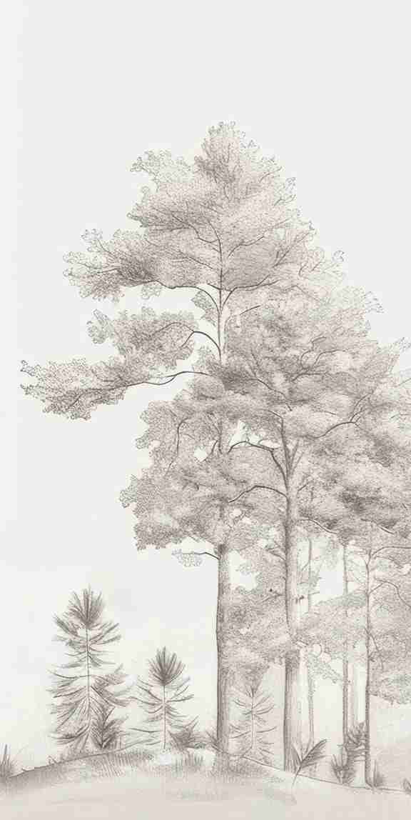 Douceurs des bois - Papier Peint Panoramique Arbres en Beige et Gris - Illulart: Papier peint panoramique