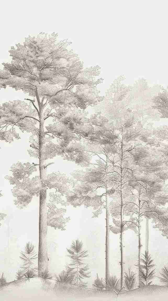 Douceurs des bois - Papier Peint Panoramique Arbres en Beige et Gris