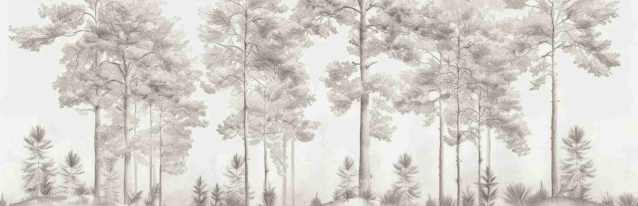 Douceurs des bois - Papier Peint Panoramique Arbres en Beige et Gris