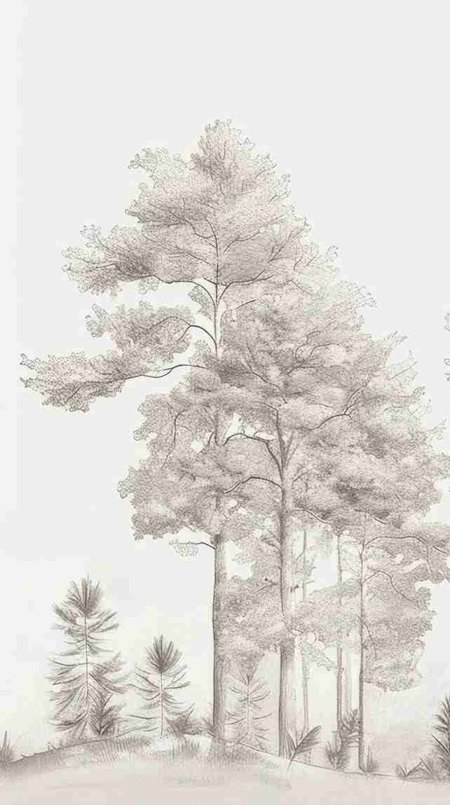 Douceurs des bois - Papier Peint Panoramique Arbres en Beige et Gris - Illulart: Papier peint panoramique