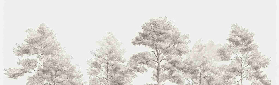 Douceurs des bois - Papier Peint Panoramique Arbres en Beige et Gris - Illulart: Papier peint panoramique