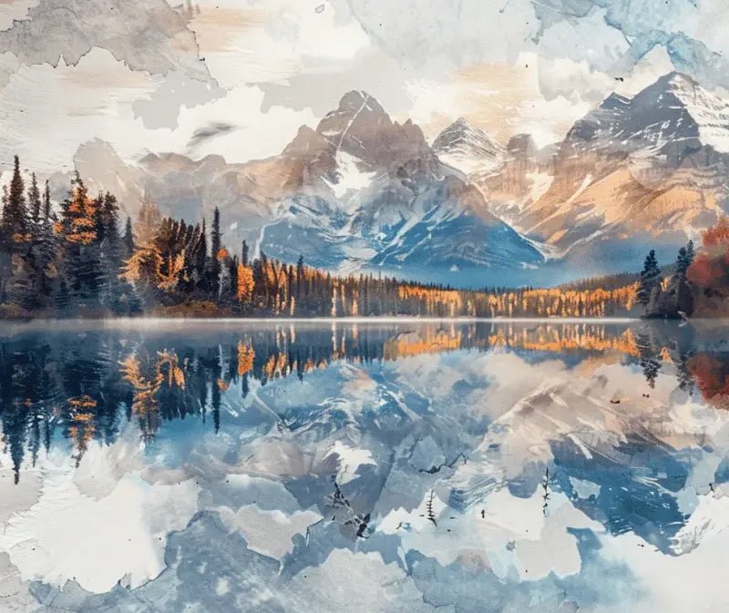 Écho Canadien - Miroir Lacustre en Automne - Illulart: Papier peint panoramique