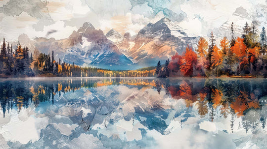 Écho Canadien - Miroir Lacustre en Automne - Illulart: Papier peint panoramique