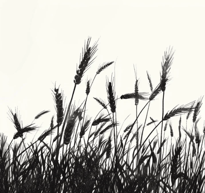 Echos du vent dans les épis - papier peint monochrome - Illulart: Papier peint panoramique