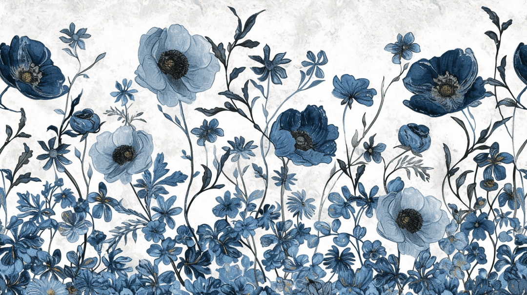 Eclat floral bleu - Illulart: Papier peint panoramique