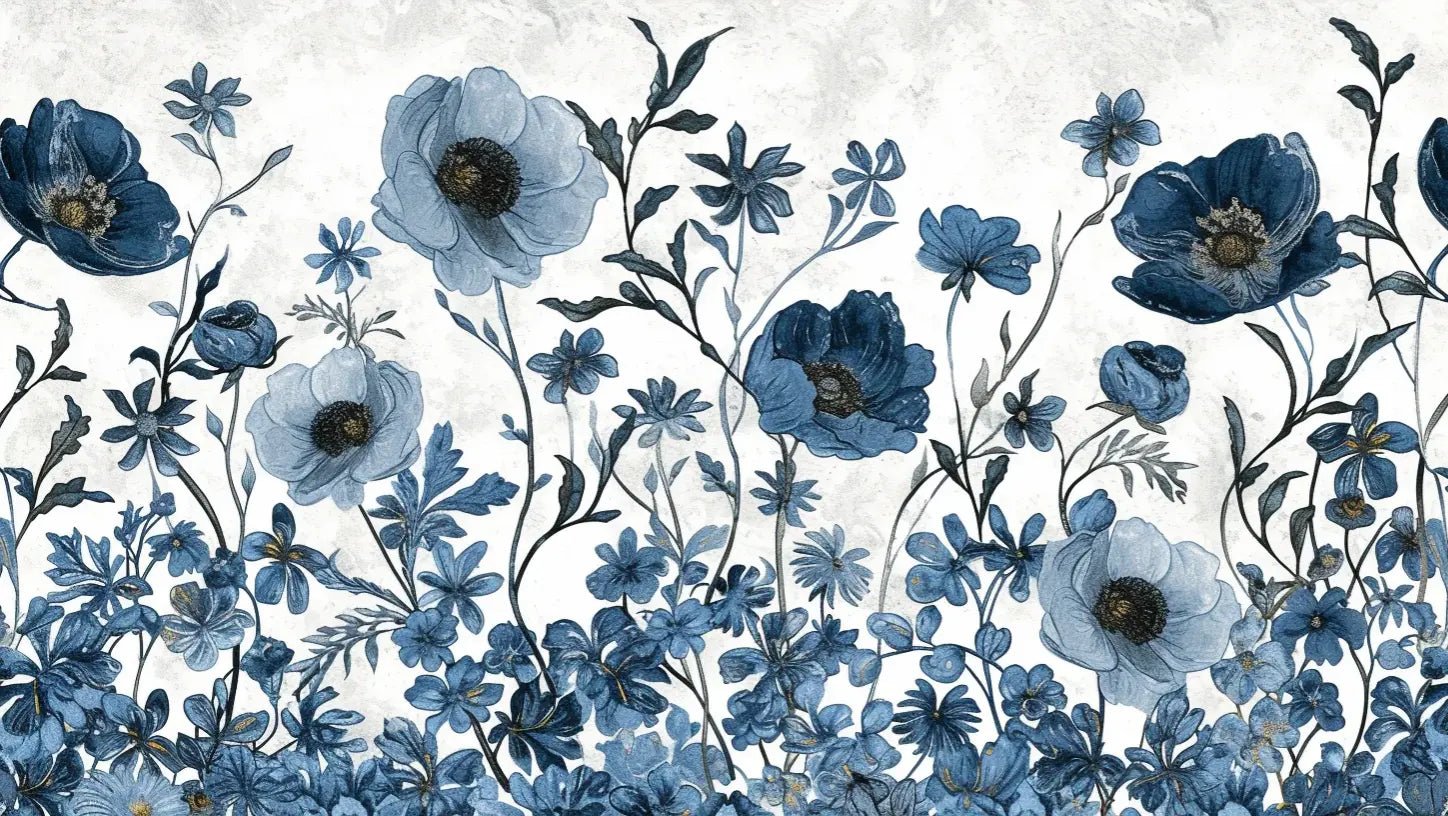 Eclat floral bleu - Illulart: Papier peint panoramique