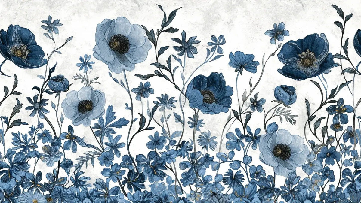 Eclat floral bleu - Illulart: Papier peint panoramique