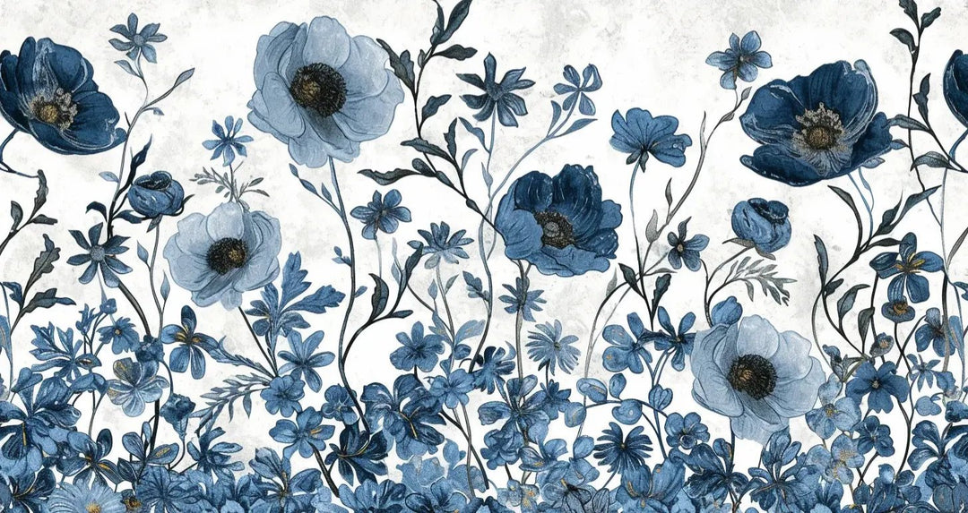 Eclat floral bleu - Illulart: Papier peint panoramique