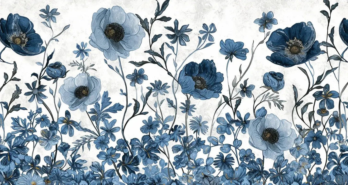 Eclat floral bleu - Illulart: Papier peint panoramique