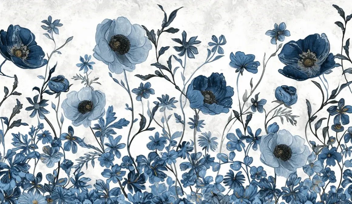 Eclat floral bleu - Illulart: Papier peint panoramique