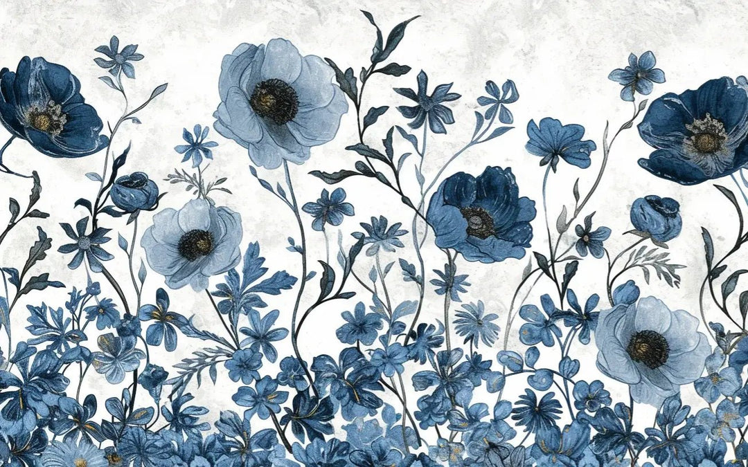 Eclat floral bleu - Illulart: Papier peint panoramique