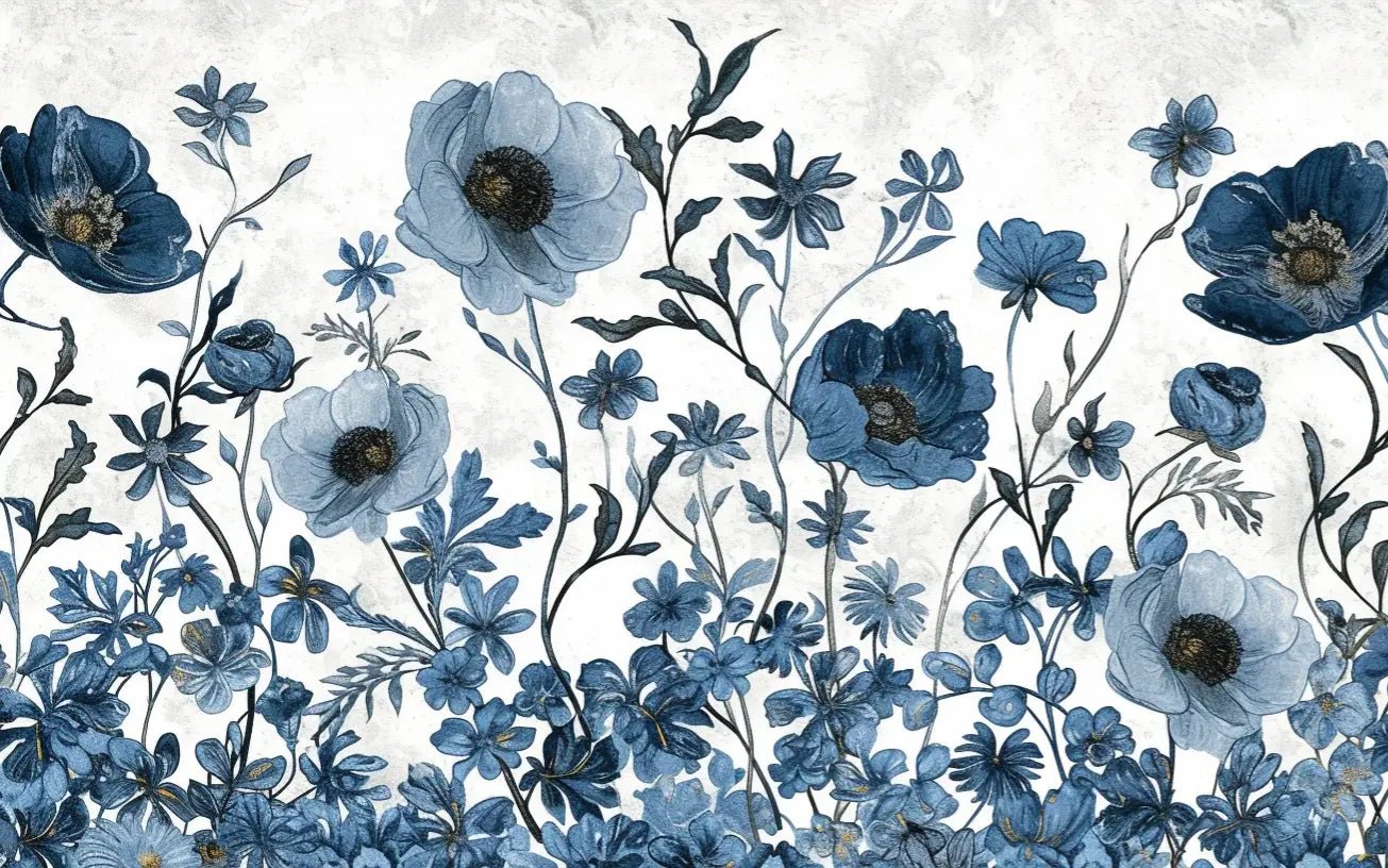 Eclat floral bleu - Illulart: Papier peint panoramique