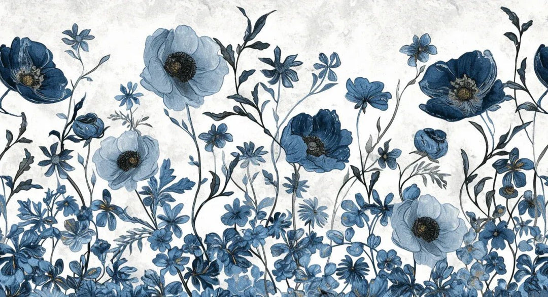 Eclat floral bleu - Illulart: Papier peint panoramique