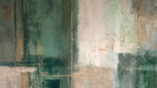 Éclats bruts en vert et sable – Papier peint abstrait - Illulart: Papier peint panoramique