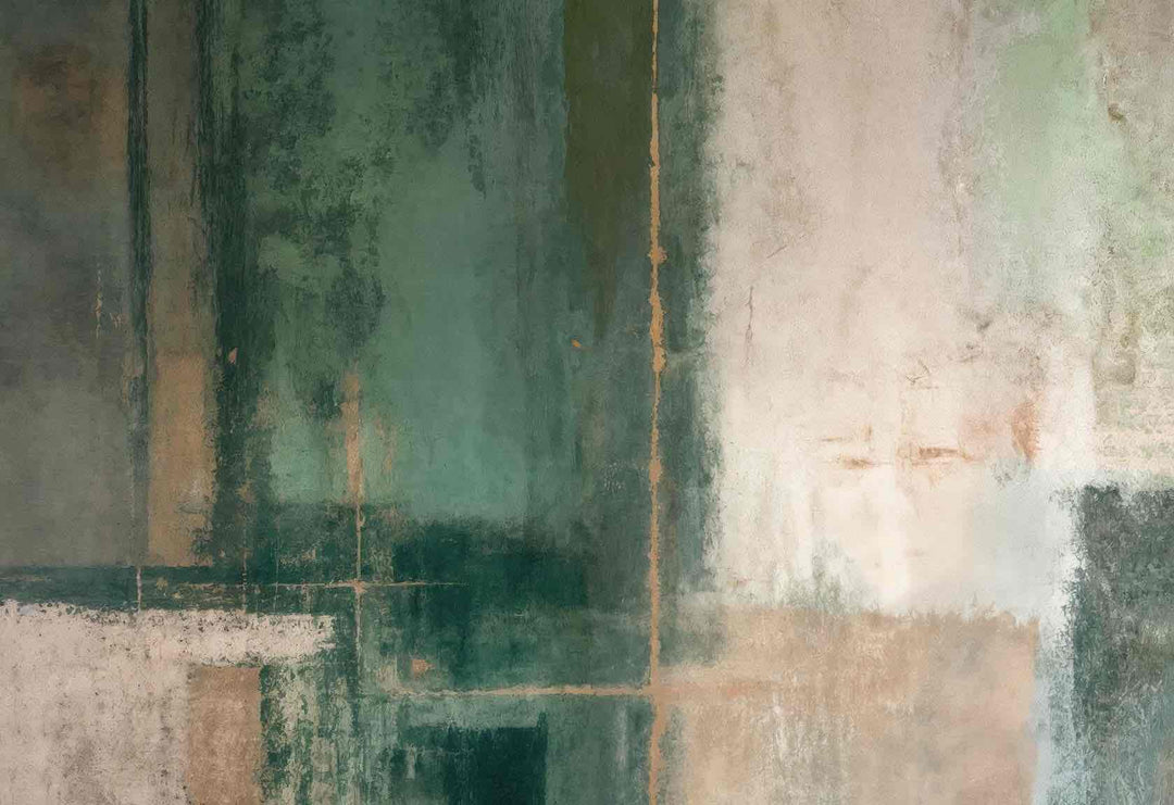 Éclats bruts en vert et sable – Papier peint abstrait - Illulart: Papier peint panoramique
