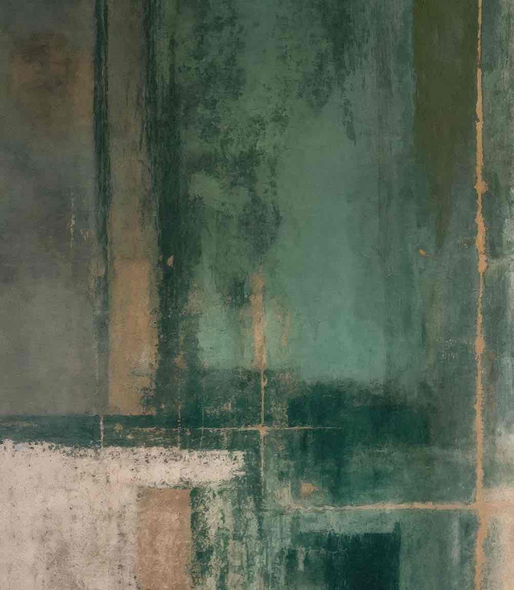 Éclats bruts en vert et sable – Papier peint abstrait - Illulart: Papier peint panoramique