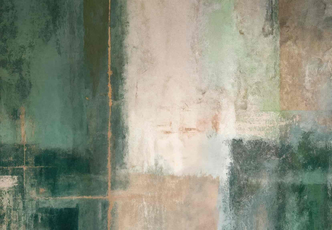 Éclats bruts en vert et sable – Papier peint abstrait - Illulart: Papier peint panoramique