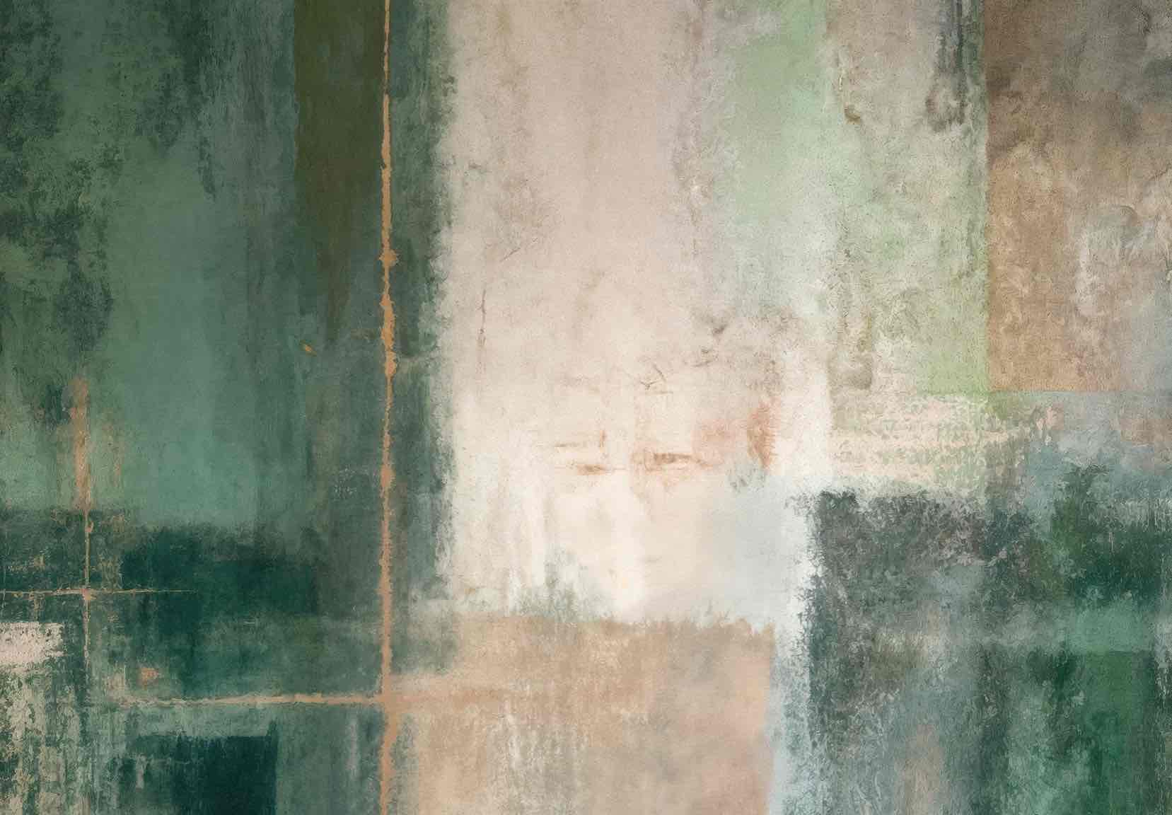 Éclats bruts en vert et sable – Papier peint abstrait