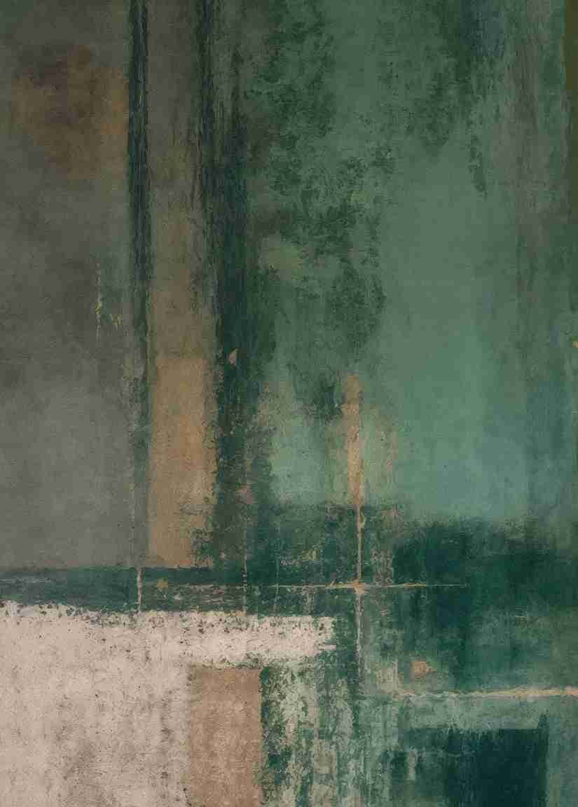 Éclats bruts en vert et sable – Papier peint abstrait - Illulart: Papier peint panoramique