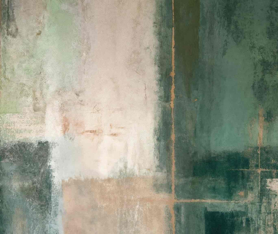 Éclats bruts en vert et sable – Papier peint abstrait - Illulart: Papier peint panoramique