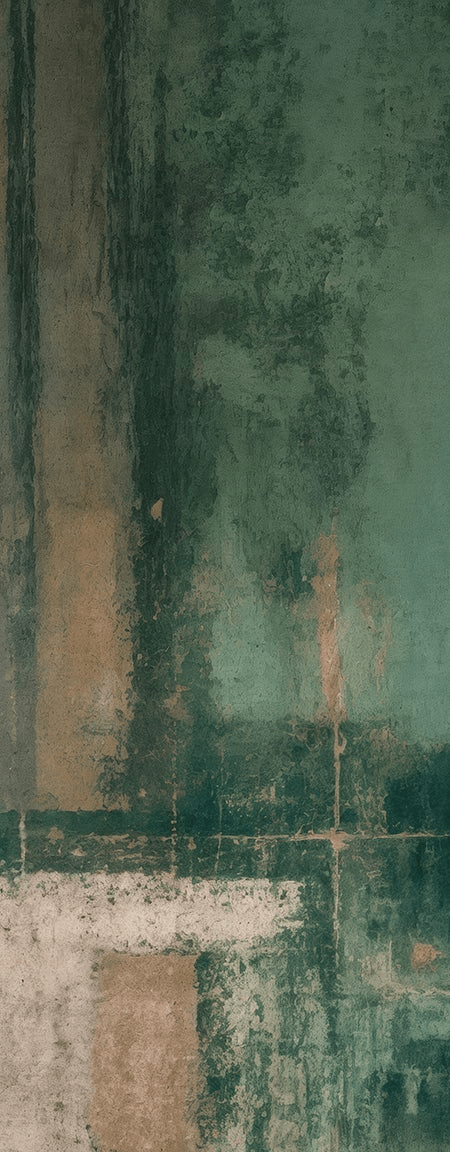 Éclats bruts en vert et sable – Papier peint abstrait - Illulart: Papier peint panoramique