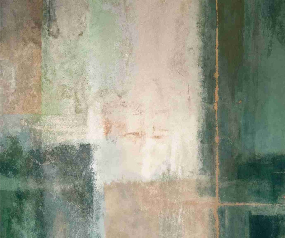 Éclats bruts en vert et sable – Papier peint abstrait - Illulart: Papier peint panoramique