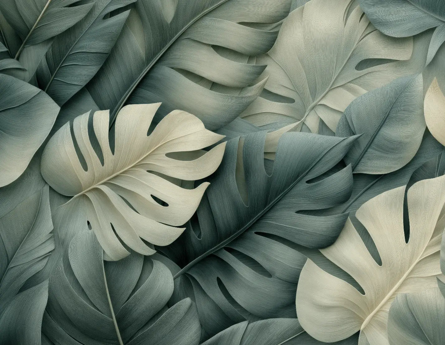 Éclats de Vert Sauge – Papier peint feuillage chic et minimaliste - Illulart: Papier peint panoramique