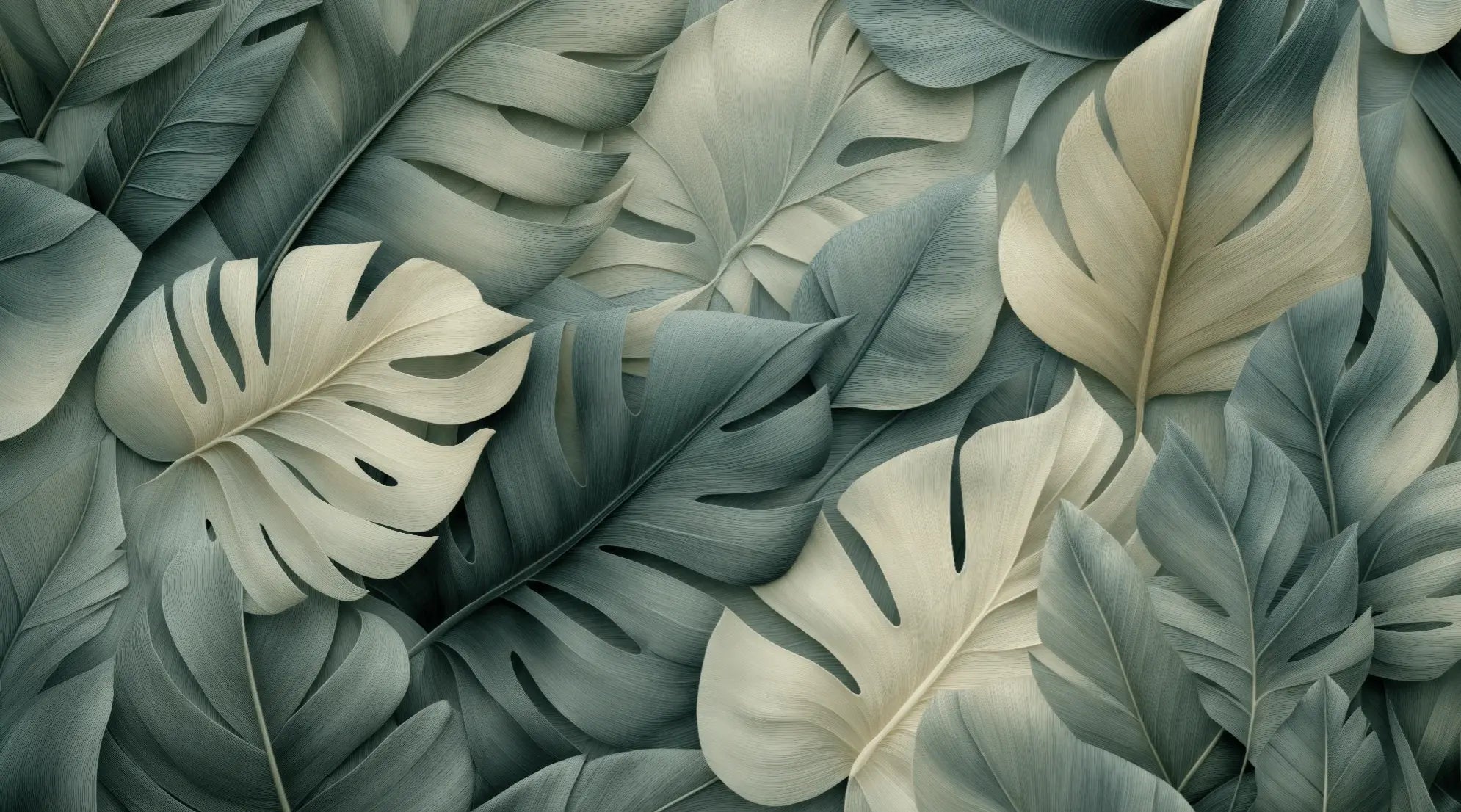 Éclats de Vert Sauge – Papier peint feuillage chic et minimaliste - Illulart: Papier peint panoramique