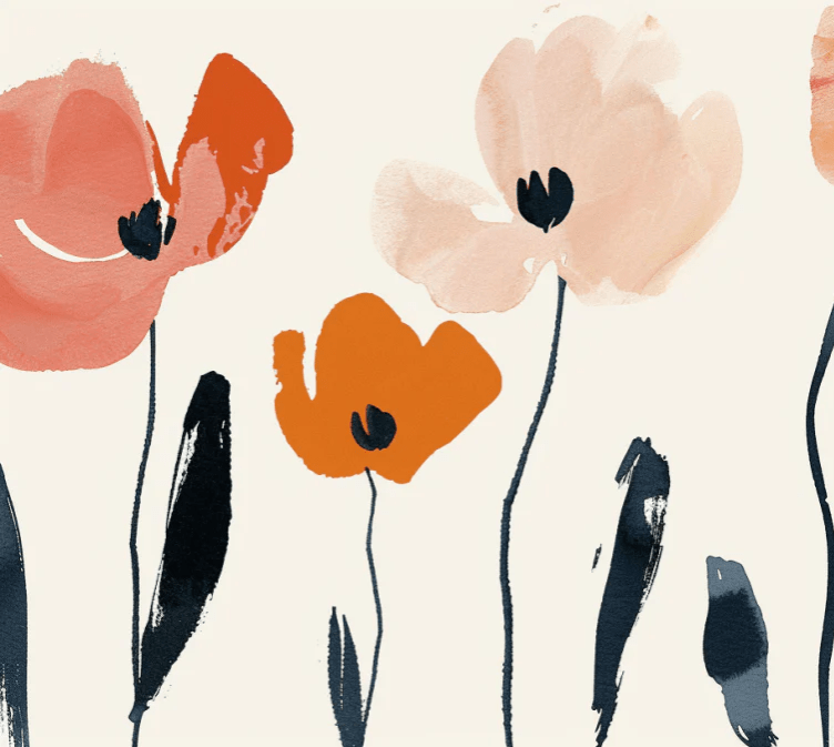 Éclosion Graphique : Papier Peint Floral au Style Moderne - Illulart: Papier peint panoramique