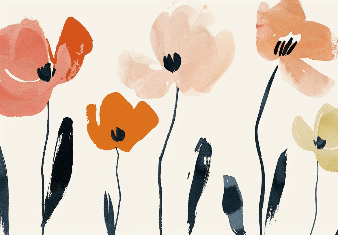 Éclosion Graphique : Papier Peint Floral au Style Moderne - Illulart: Papier peint panoramique