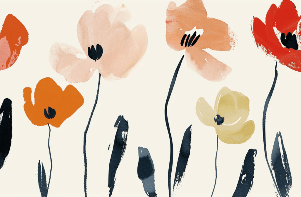 Éclosion Graphique : Papier Peint Floral au Style Moderne - Illulart: Papier peint panoramique