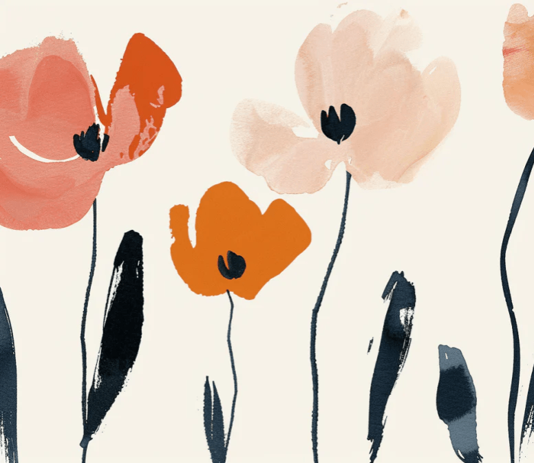 Éclosion Graphique : Papier Peint Floral au Style Moderne - Illulart: Papier peint panoramique