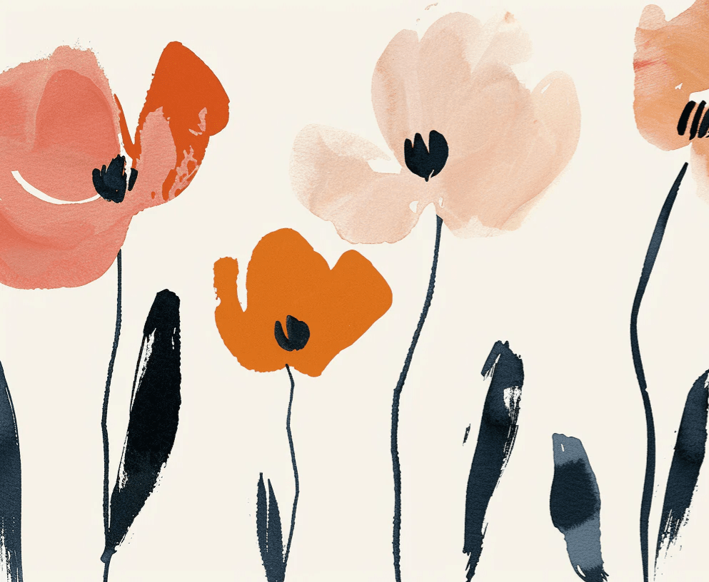 Éclosion Graphique : Papier Peint Floral au Style Moderne - Illulart: Papier peint panoramique