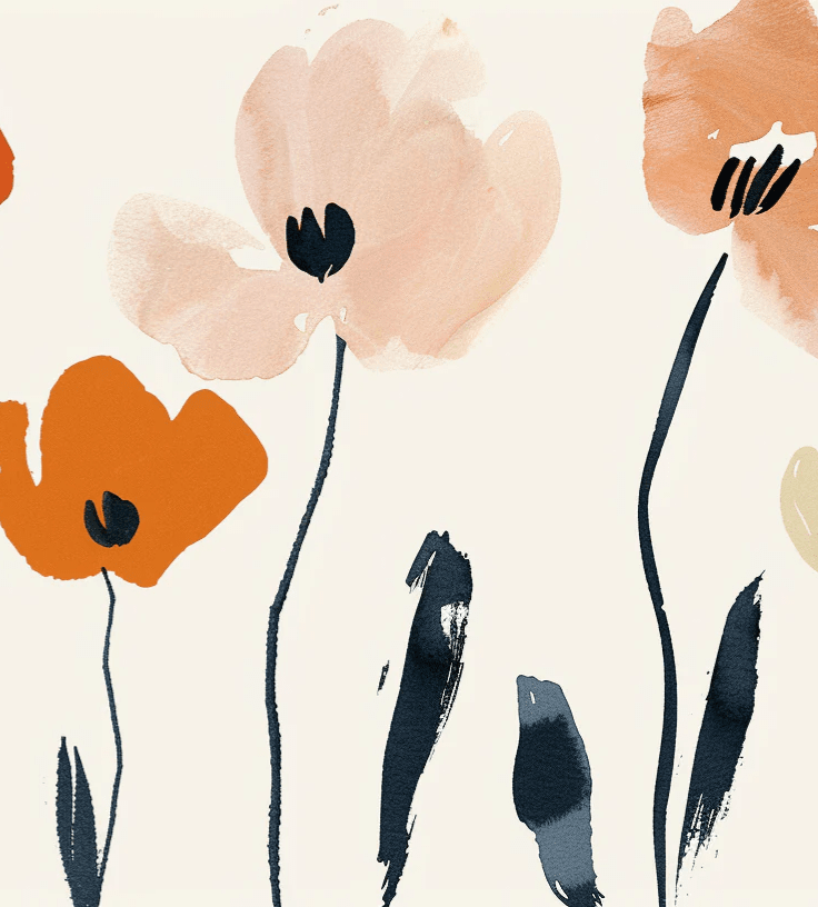 Éclosion Graphique : Papier Peint Floral au Style Moderne - Illulart: Papier peint panoramique