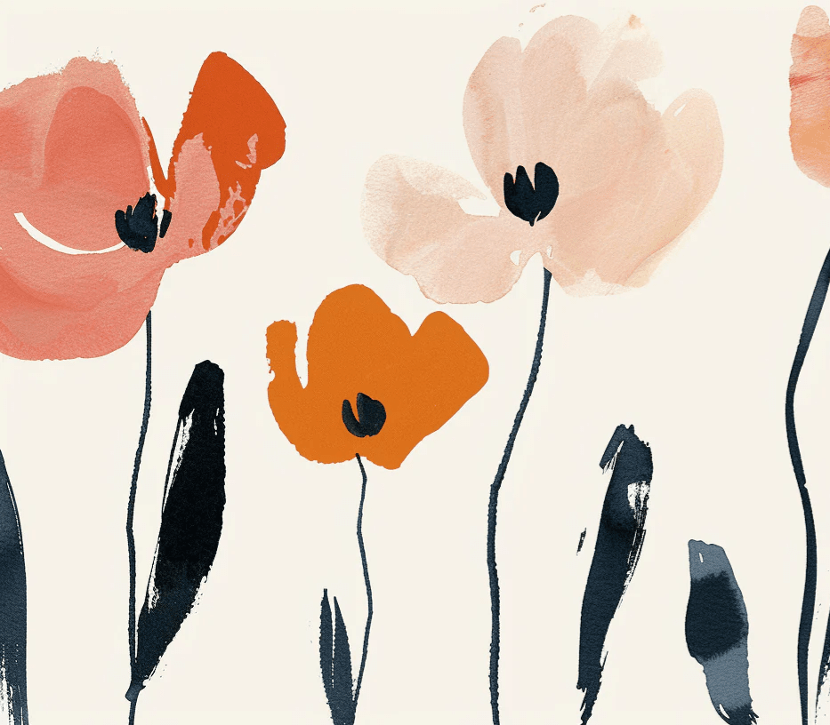 Éclosion Graphique : Papier Peint Floral au Style Moderne - Illulart: Papier peint panoramique
