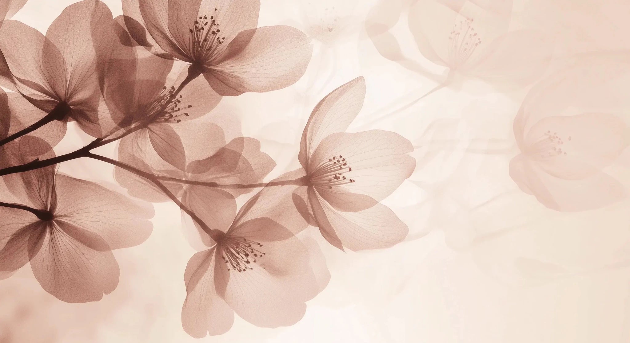 Éclosion Poudrée - Papier Peint Panoramique Floral Doux et Élégant