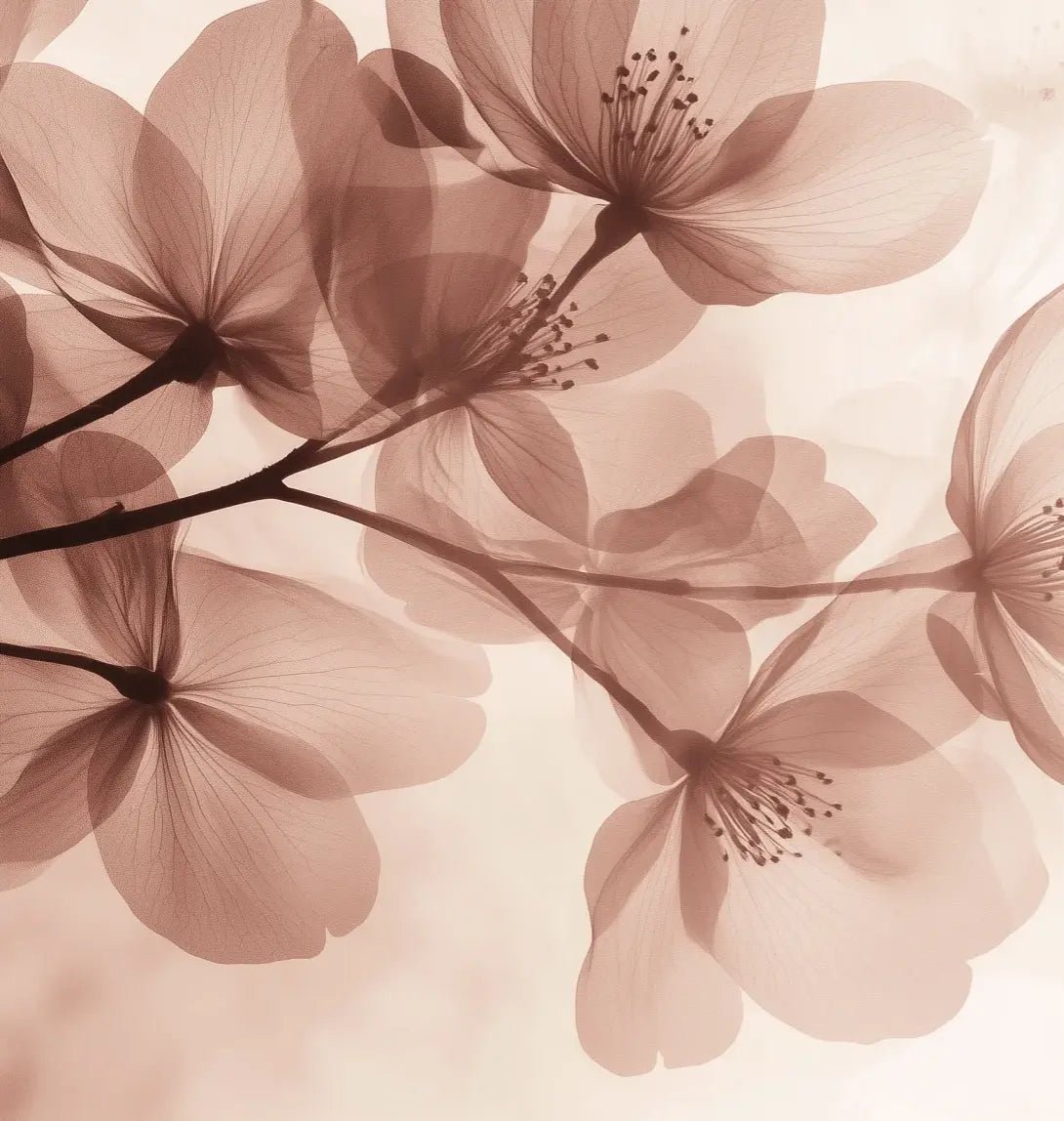 Éclosion Poudrée - Papier Peint Panoramique Floral Doux et Élégant - Illulart: Papier peint panoramique