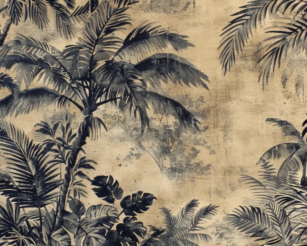 Eden Monochrome - Papier Peint Panoramique Tropical vintage - Illulart: Papier peint panoramique