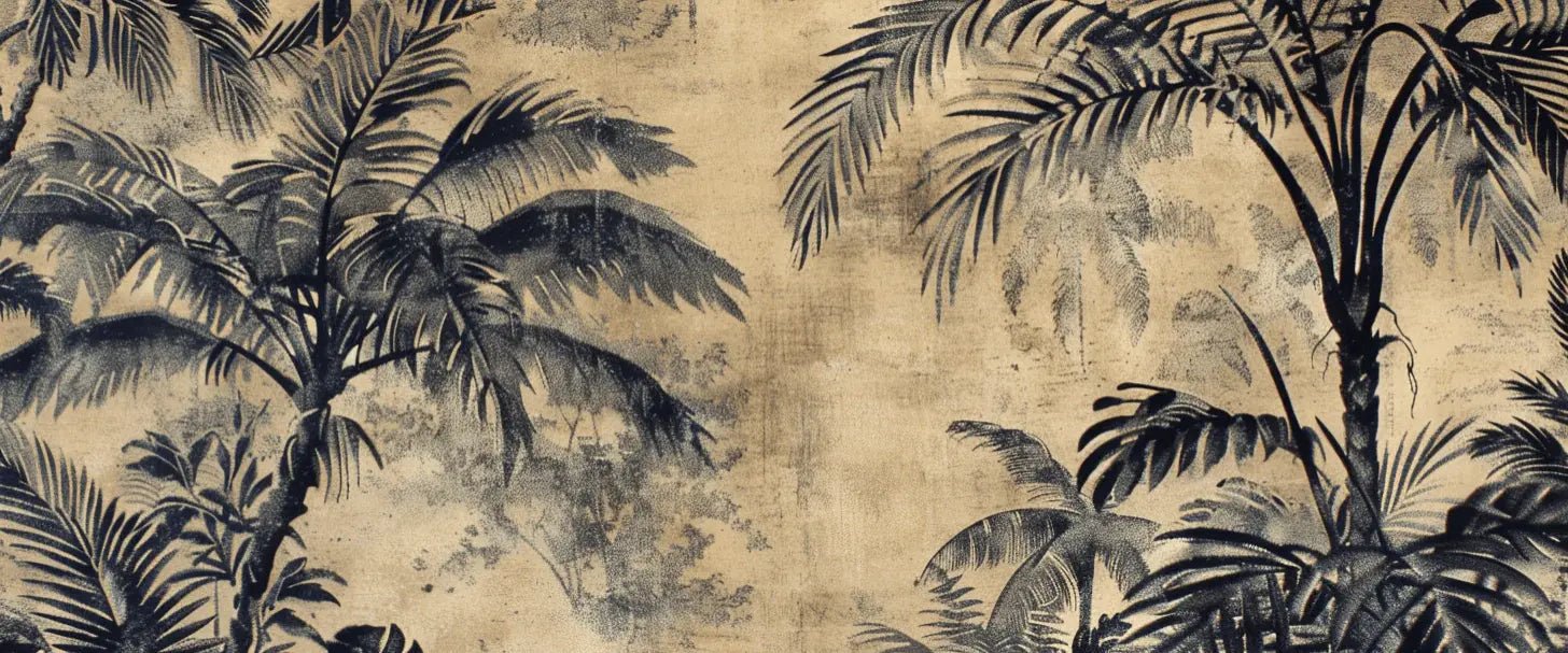 Eden Monochrome - Papier Peint Panoramique Tropical vintage - Illulart: Papier peint panoramique